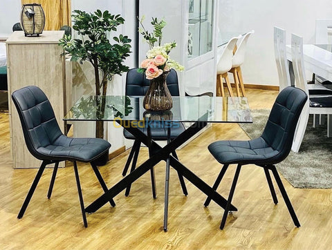 5PC Glass dining set (black)