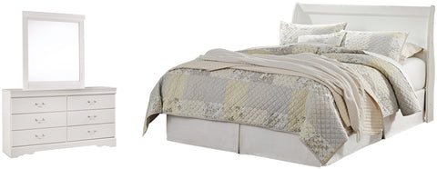 Anarasia Queen Sleigh Headboard Bed with Mirrored Dresser