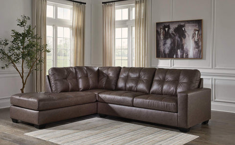 Brown leather sectional